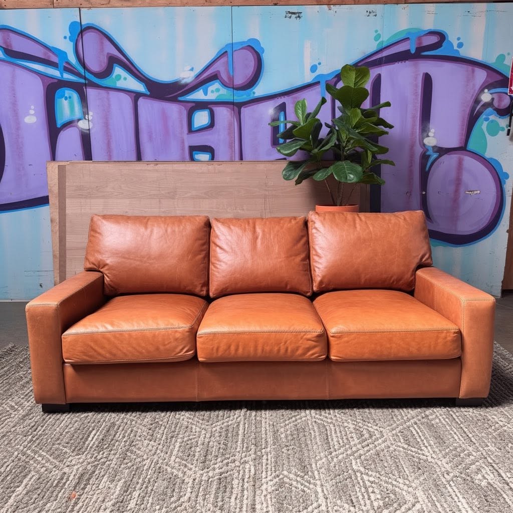 POTTERY BARN TURNER LEATHER SOFA