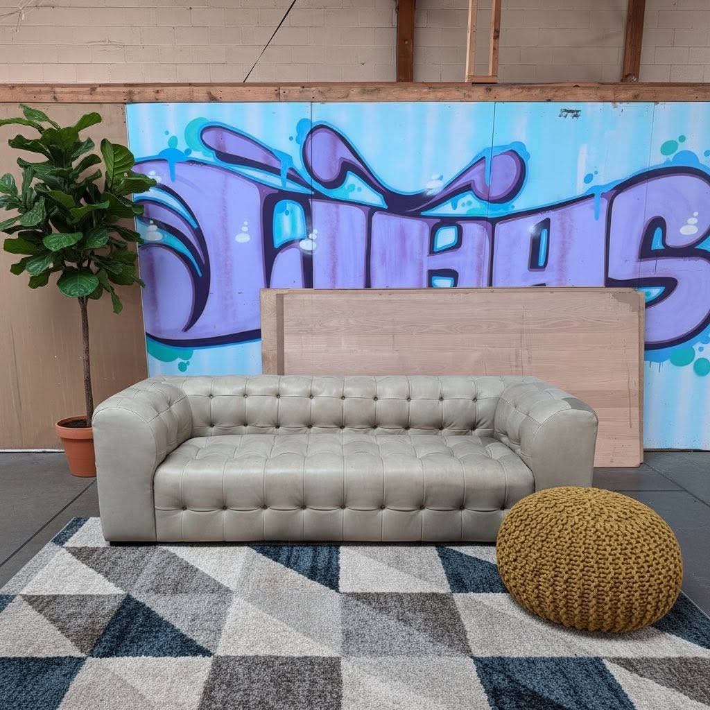 HD BUTTERCUP TUFTED LEATHER SOFA