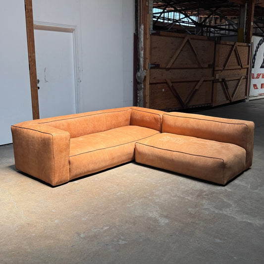 ARTICLE CIGAR LEATHER SECTIONAL